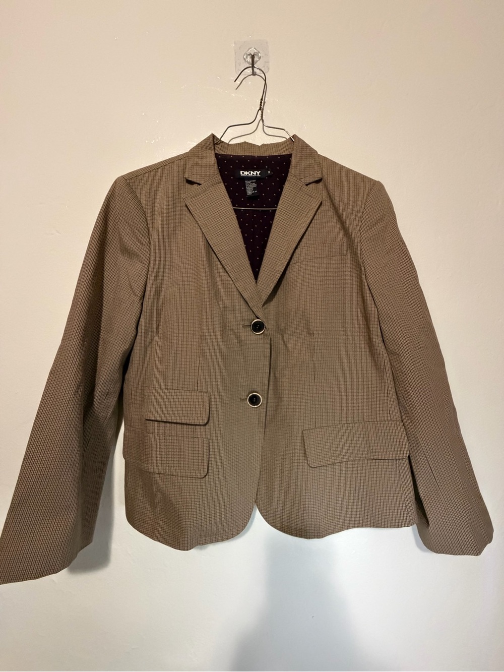 DKNY Women's Light Brown Textured Two-Button Blazer